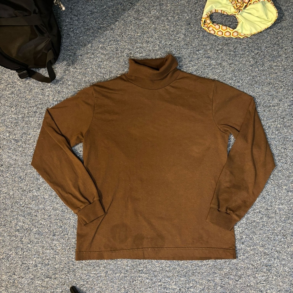 Unisex Brown Turtleneck Sweater